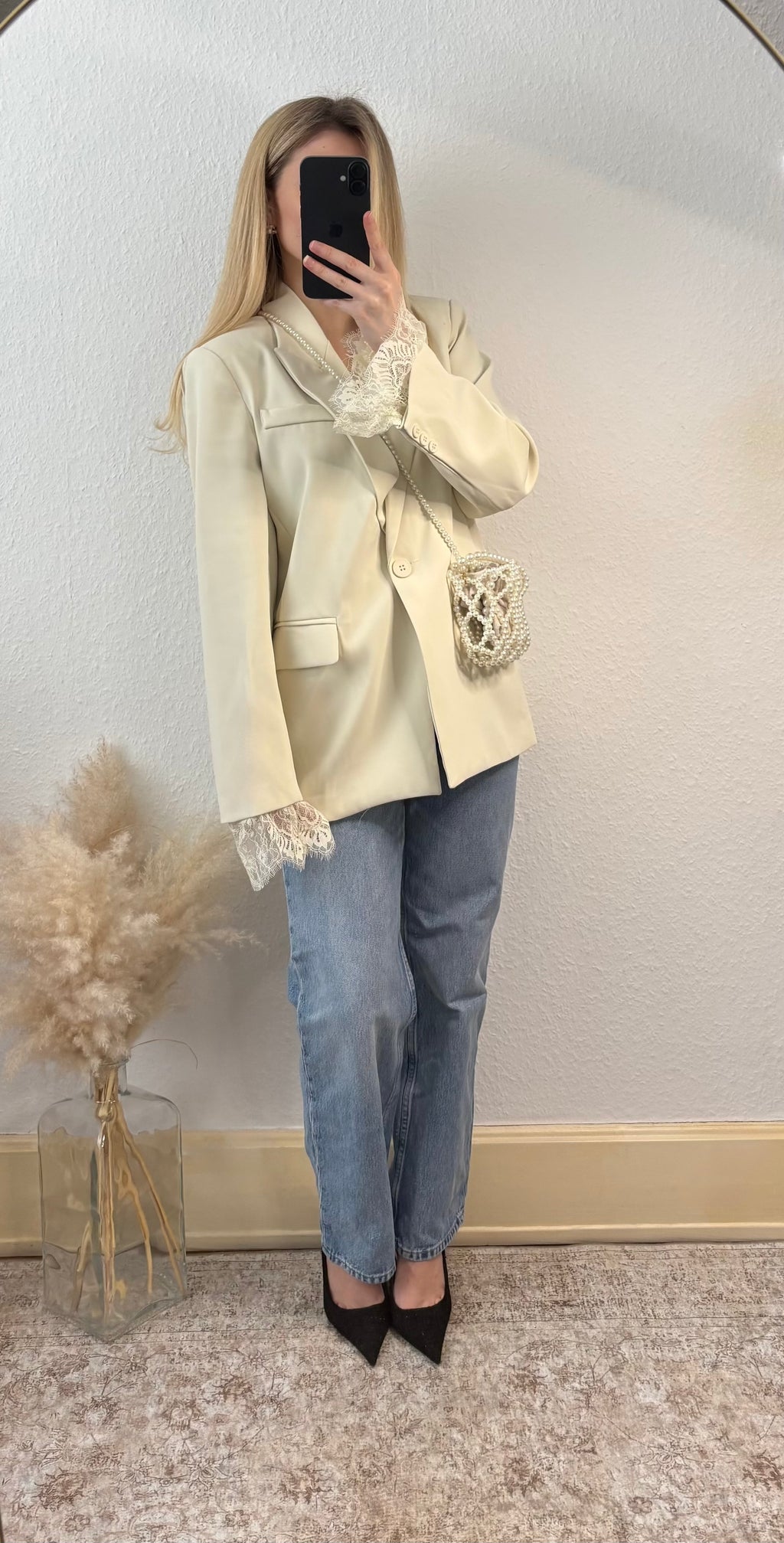 Blazer Écru - Détails dentelle
