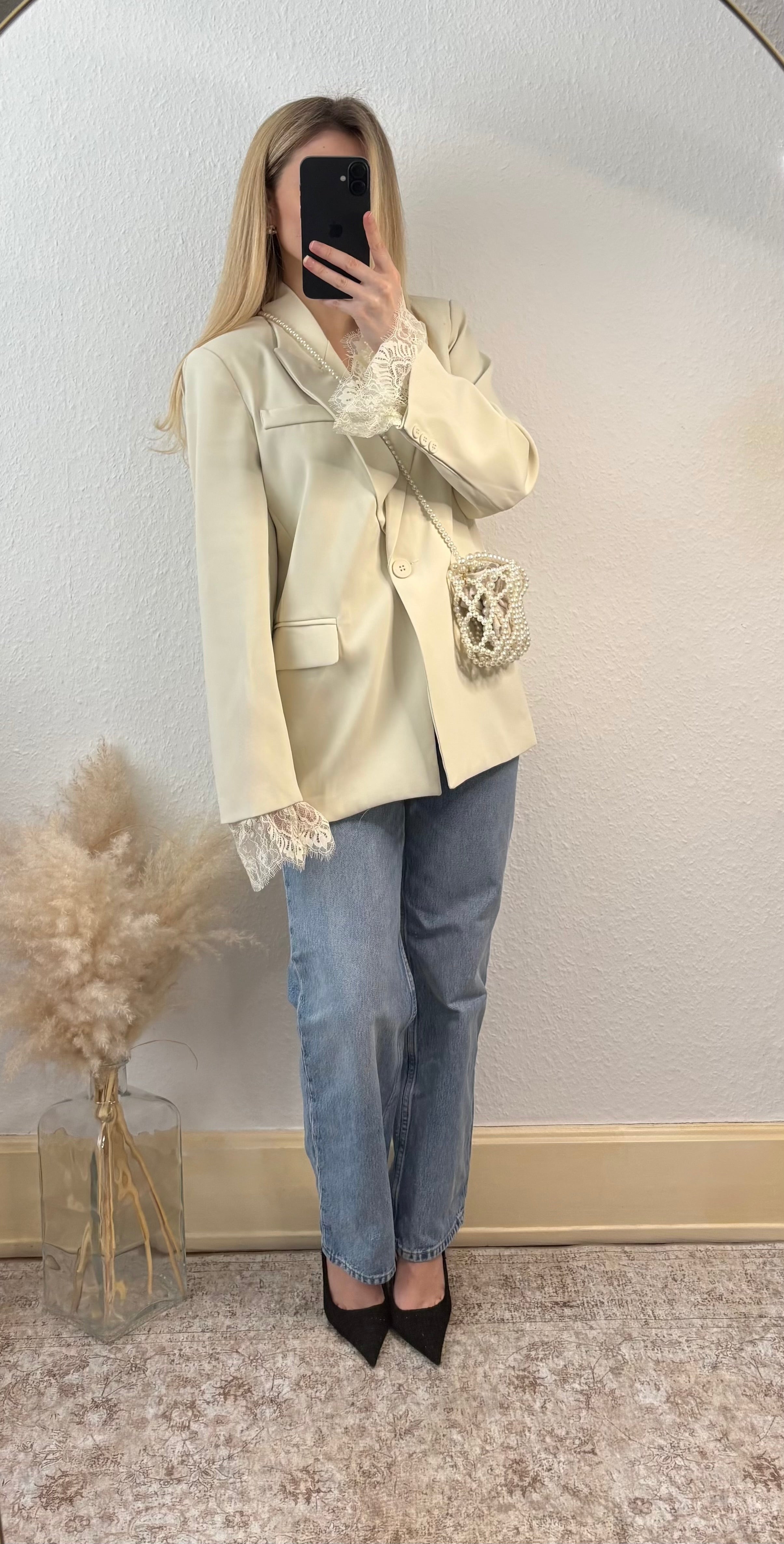 Blazer Écru - Détails dentelle