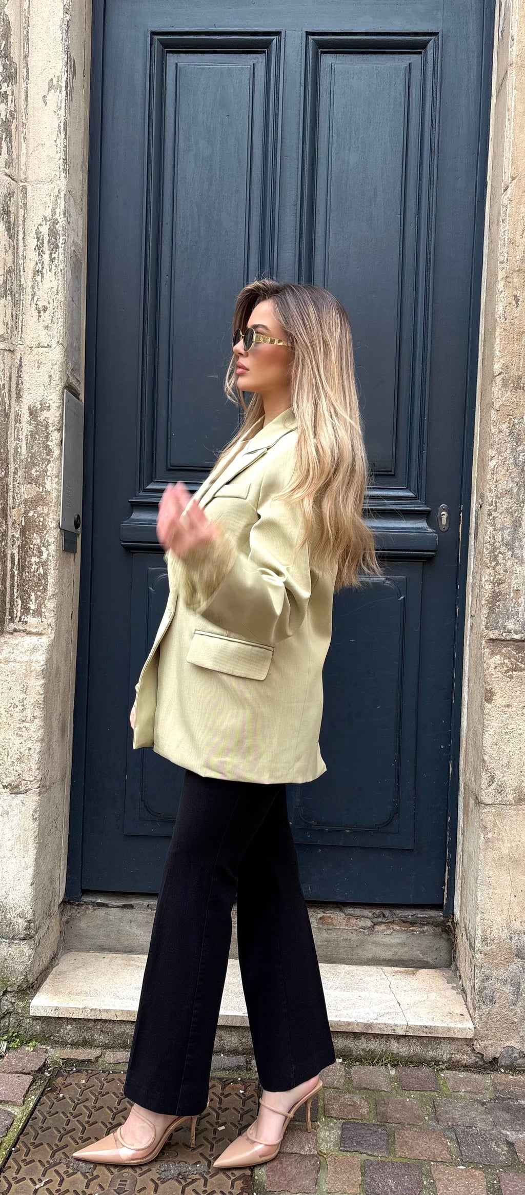 Blazer vert – Détails dentelle