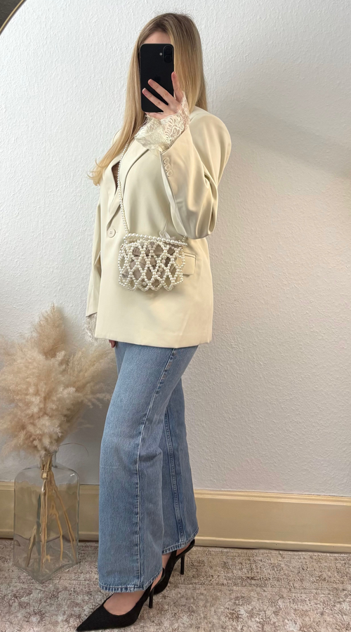Blazer Écru - Détails dentelle